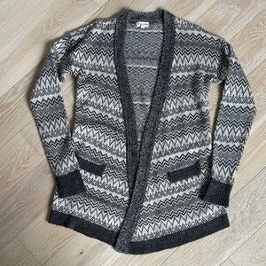 Maison Jules Metallic Flecked Knit Grey Gray Cardigan Sweater Size Medium